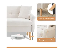 Sofá de 2 plazas en tejido chenilla con cojines gruesos - 162 x 74 x 77 cm - para salón, dormitorio - Beige