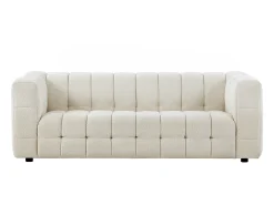 Sofá de 3 plazas en tela bouclé blanco marfil design LERICI