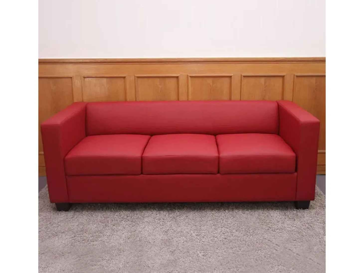 Sofá de 3 plazas Lille, Cuero sintético, rojo