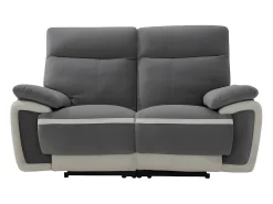 Sofá de 2 plazas relax eléctrico de terciopelo gris con bandas color crudo METTI