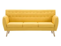 Sofá de 3 plazas tapizado de tela amarillo 172x70x82 cm