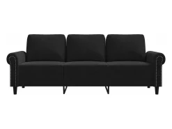 Sofá de 3 plazas terciopelo negro 180 cm