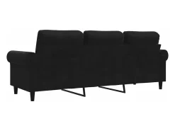 Sofá de 3 plazas terciopelo negro 180 cm