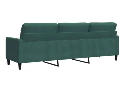 Sofá de 3 plazas terciopelo verde oscuro 210 cm