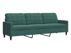 Sofá de 3 plazas terciopelo verde oscuro 210 cm