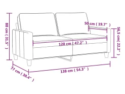 Sofá de 2 plazas terciopelo marrón 120 cm