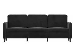 Sofá de 3 plazas terciopelo negro 180 cm