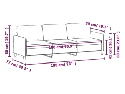 Sofá de 3 plazas terciopelo negro 180 cm