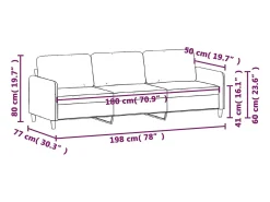 Sofá de 3 plazas terciopelo rosa 180 cm