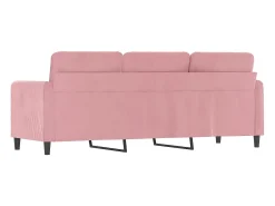 Sofá de 3 plazas terciopelo rosa 180 cm