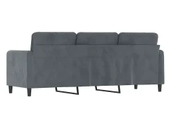 Sofá de 3 plazas terciopelo gris oscuro 180 cm PWFG26065