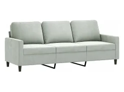 Sofá de 3 plazas terciopelo gris claro 180 cm