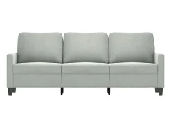 Sofá de 3 plazas terciopelo gris claro 180 cm