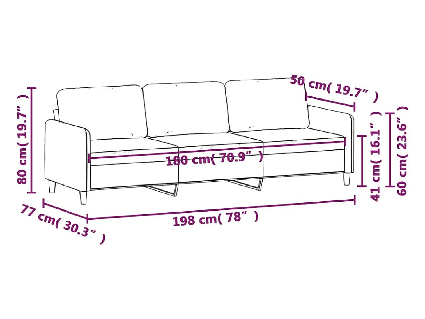 Sofá de 3 plazas terciopelo marrón 180 cm