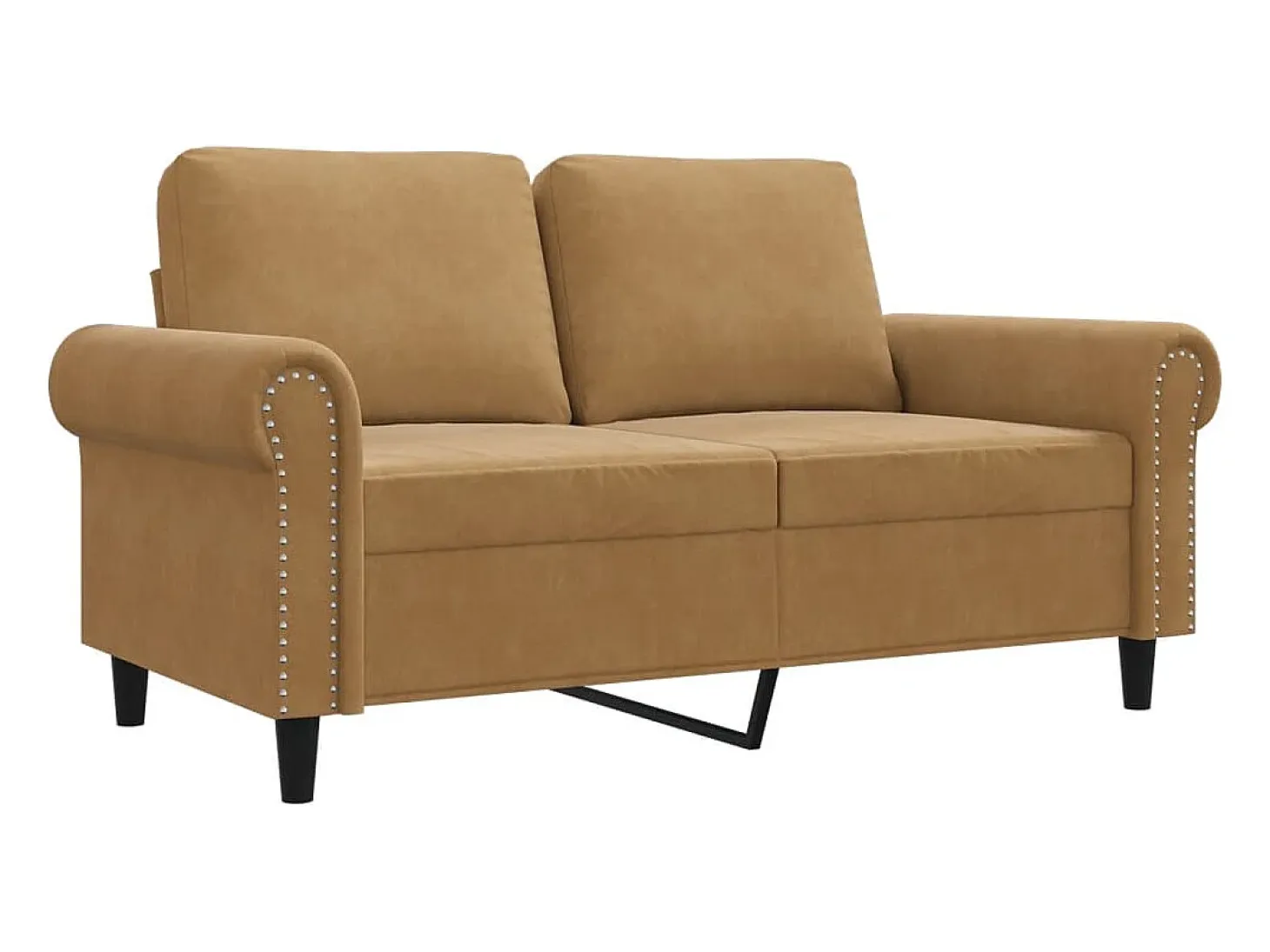 Sofá de 2 plazas terciopelo marrón 120 cm