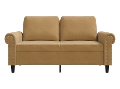 Sofá de 2 plazas terciopelo marrón 120 cm