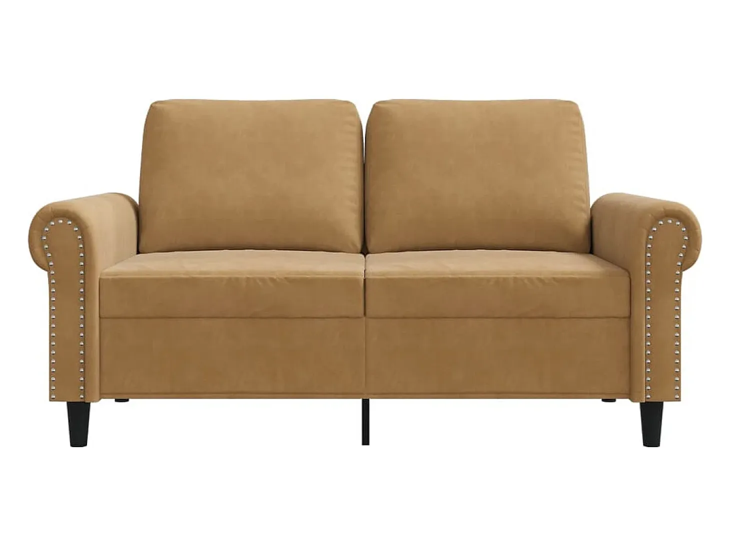 Sofá de 2 plazas terciopelo marrón 120 cm