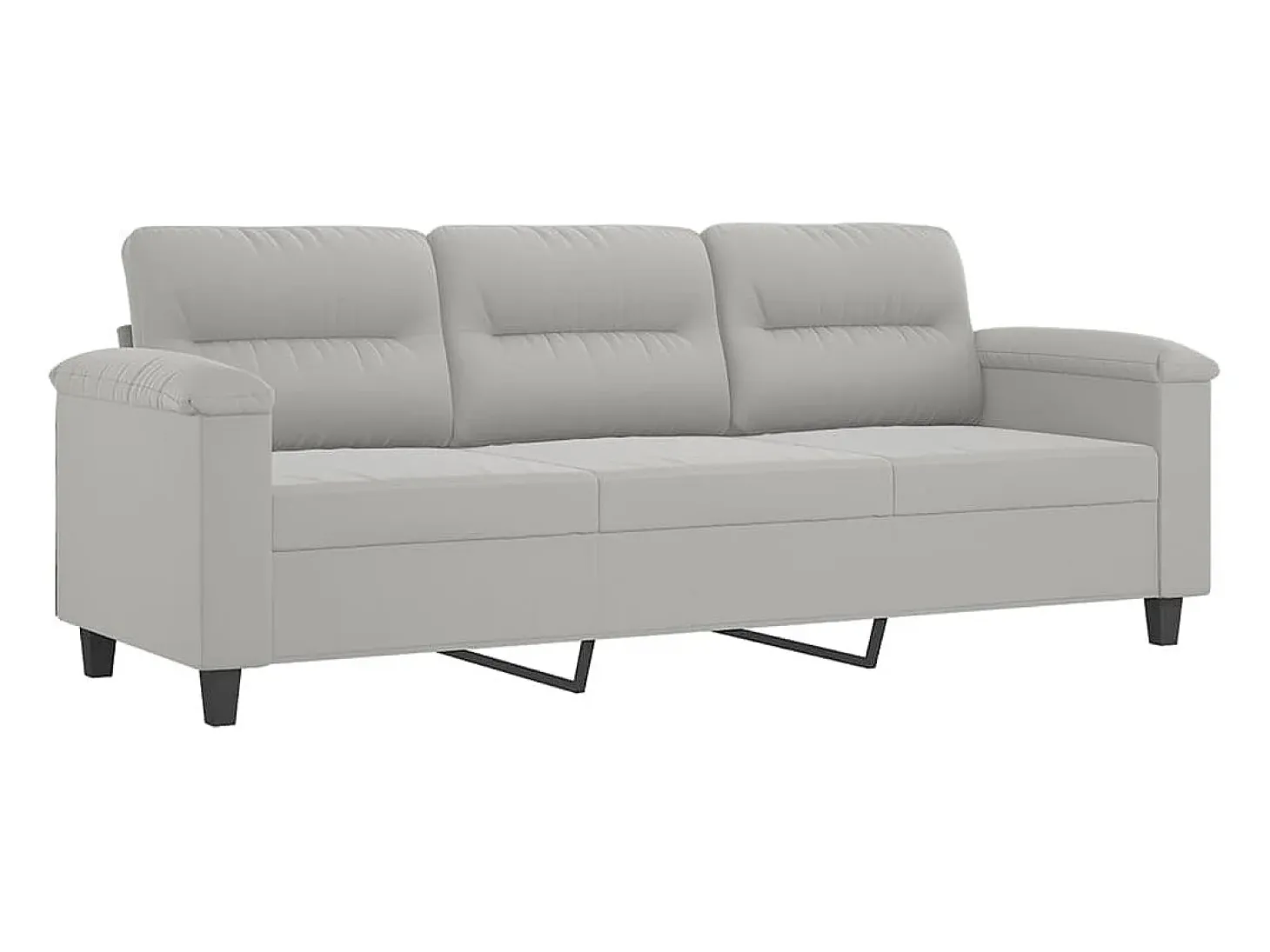 Sofá de 3 plazas y taburete tela microfibra gris claro 180 cm
