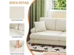 Sofá de comodidad de 3 salones, tela de oruga, con reposabrazos, cojines y 2 almohadas, carga máxima 365 kg - 220x76x86 cm