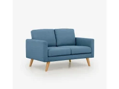 Sofá de diseño moderno escandinavo de 2 plazas de tela Marek - Azul Marino