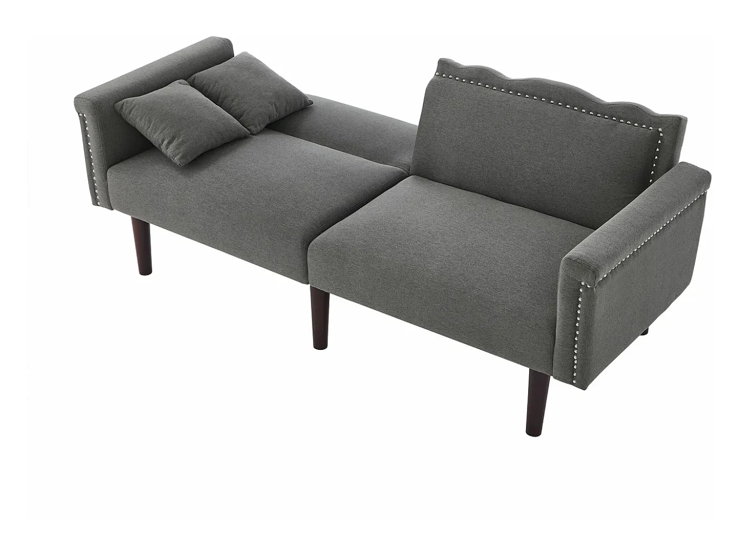 Sofá de dos plazas con función reclinable, respaldo doble regulable independientemente, tapizado en metal, tejido de algodón y lino, color negro.
