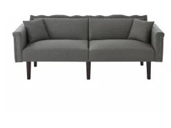 Sofá de dos plazas con función reclinable, respaldo doble regulable independientemente, tapizado en metal, tejido de algodón y lino, color negro.