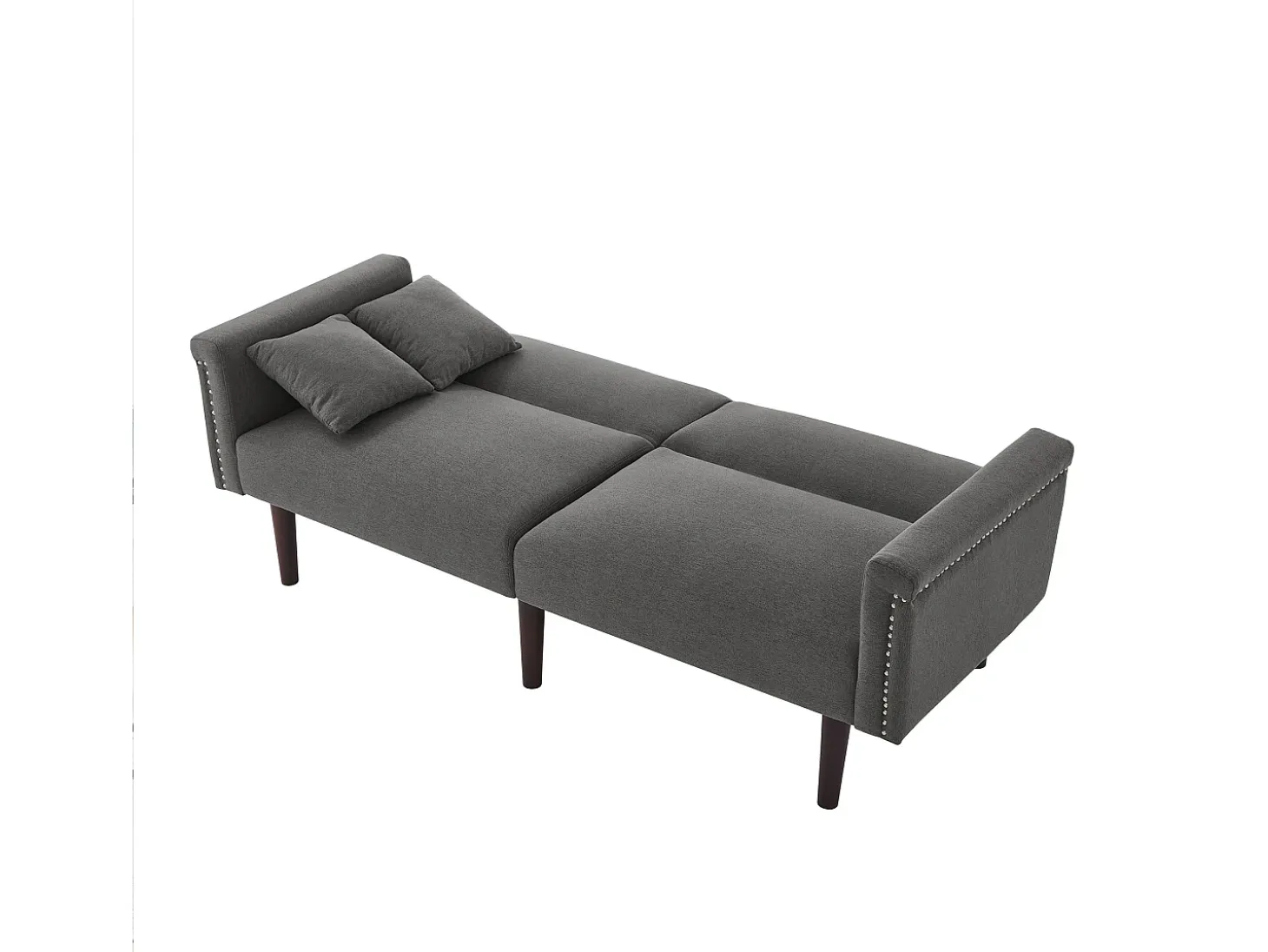 Sofá de dos plazas con función reclinable, respaldo doble regulable independientemente, tapizado en metal, tejido de algodón y lino, color negro.