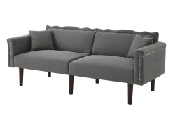 Sofá de dos plazas con función reclinable, respaldo doble regulable independientemente, tapizado en metal, tejido de algodón y lino, color negro.