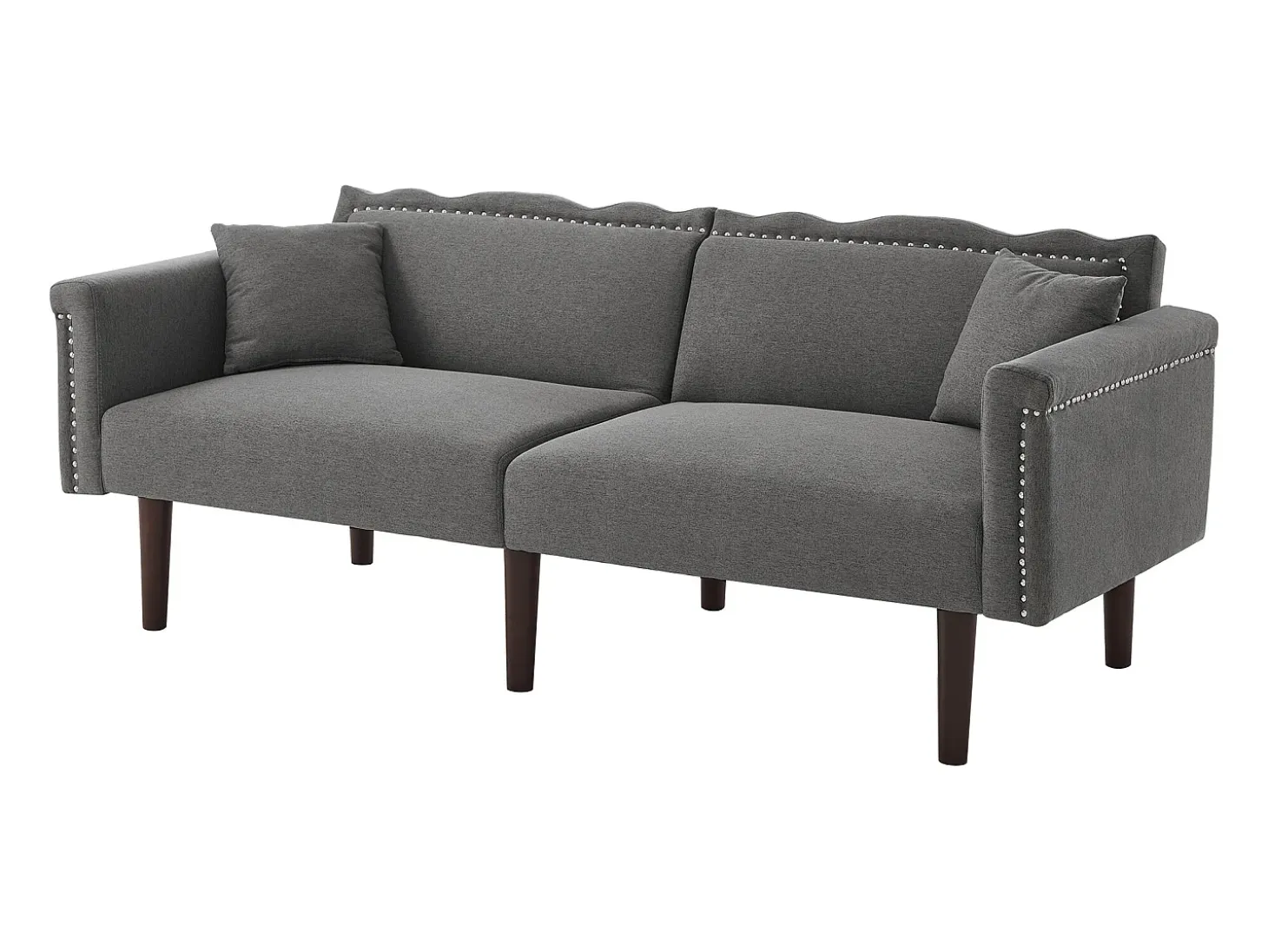 Sofá de dos plazas con función reclinable, respaldo doble regulable independientemente, tapizado en metal, tejido de algodón y lino, color negro.
