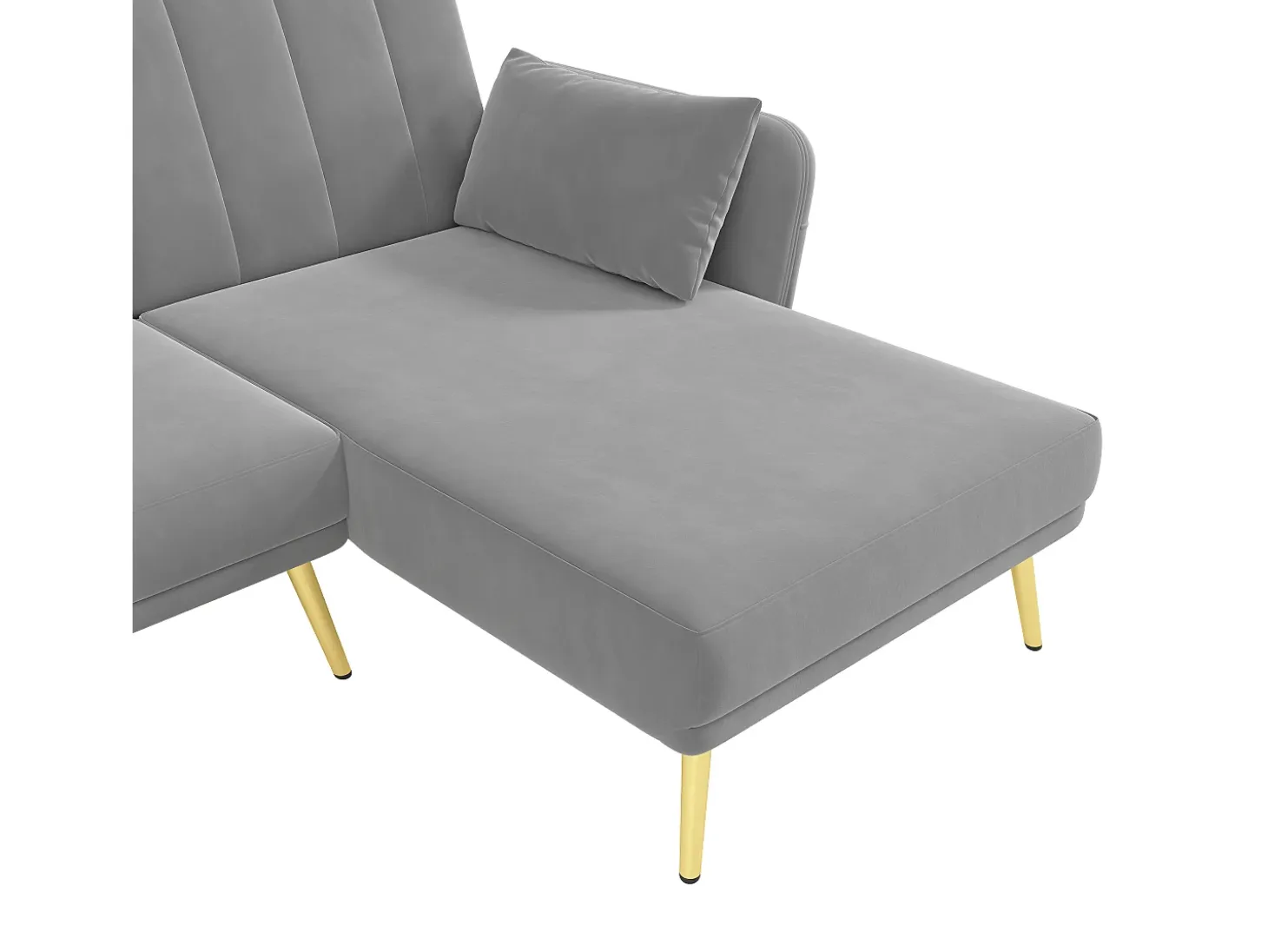 Sofá de esquina moderno en L - 3 plazas - respaldo plegable - Terciopelo - Gris