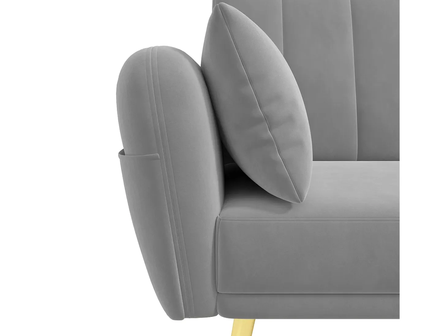 Sofá de esquina moderno en L - 3 plazas - respaldo plegable - Terciopelo - Gris