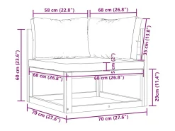 Sofá de esquina seccional y cojín blanco crema madera de acacia
