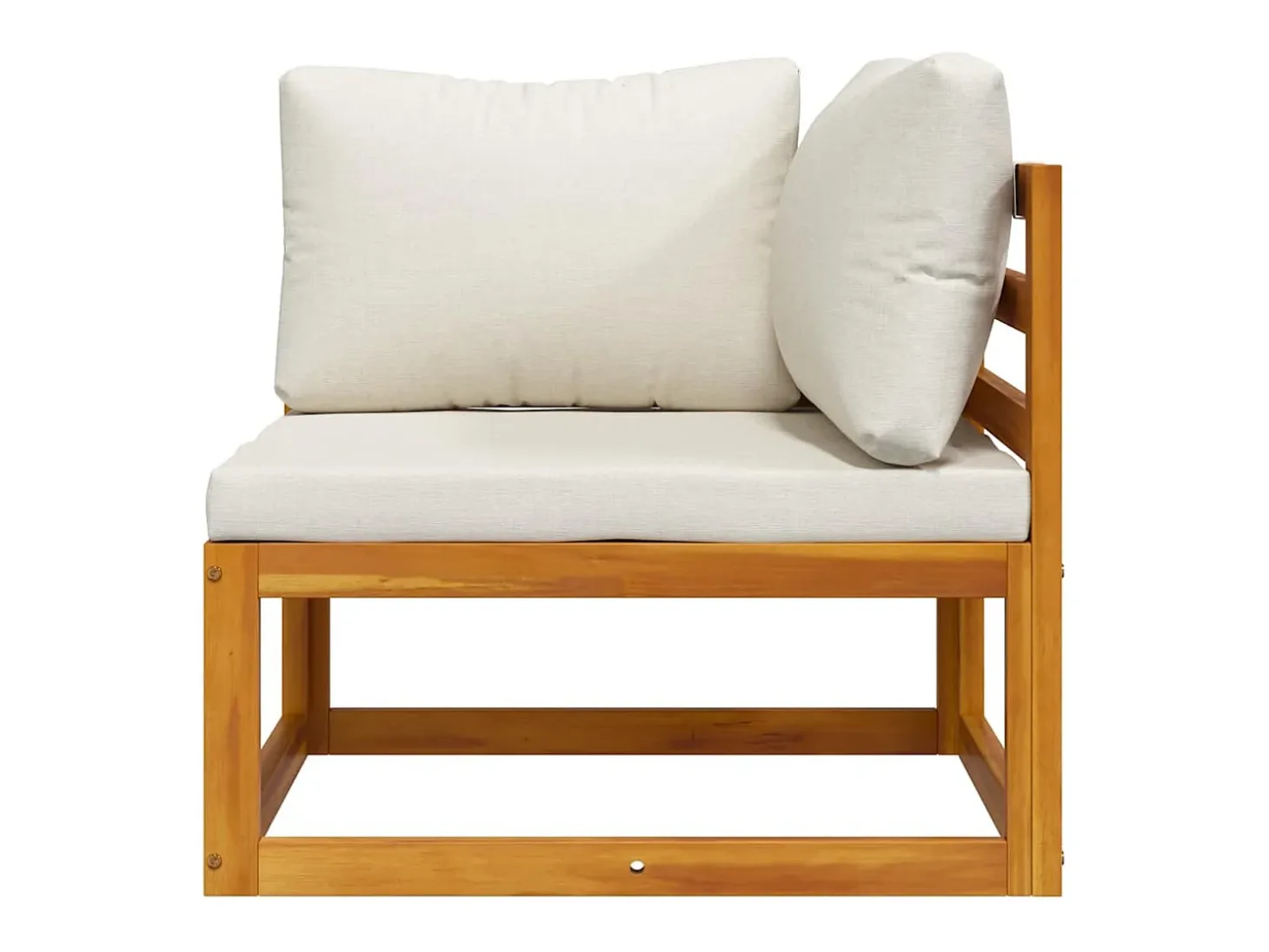 Sofá de esquina seccional y cojín blanco crema madera de acacia