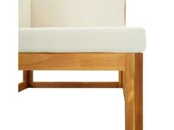 Sofá de esquina seccional y cojín blanco crema madera de acacia