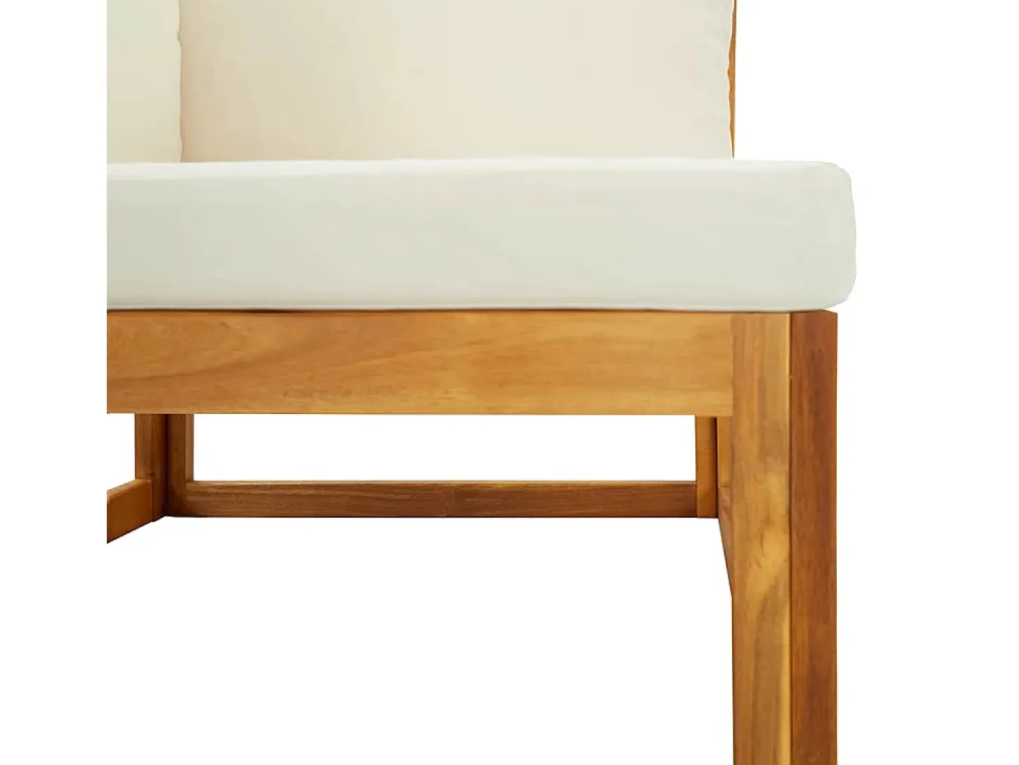 Sofá de esquina seccional y cojín blanco crema madera de acacia