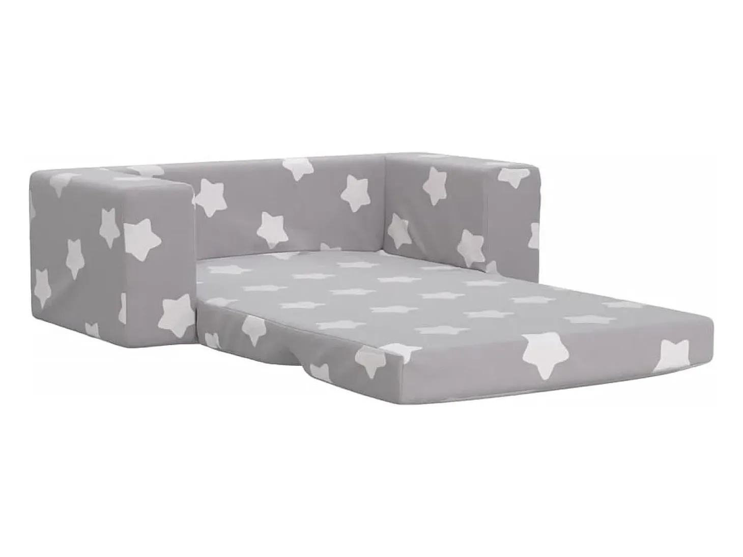Sofá de niños de 2 plazas felpa suave gris claro con estrellas ES202039