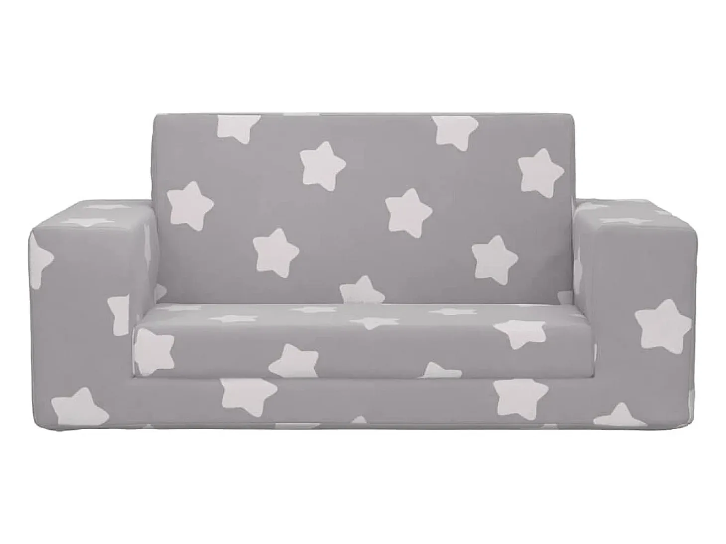 Sofá de niños de 2 plazas felpa suave gris claro con estrellas ES202039