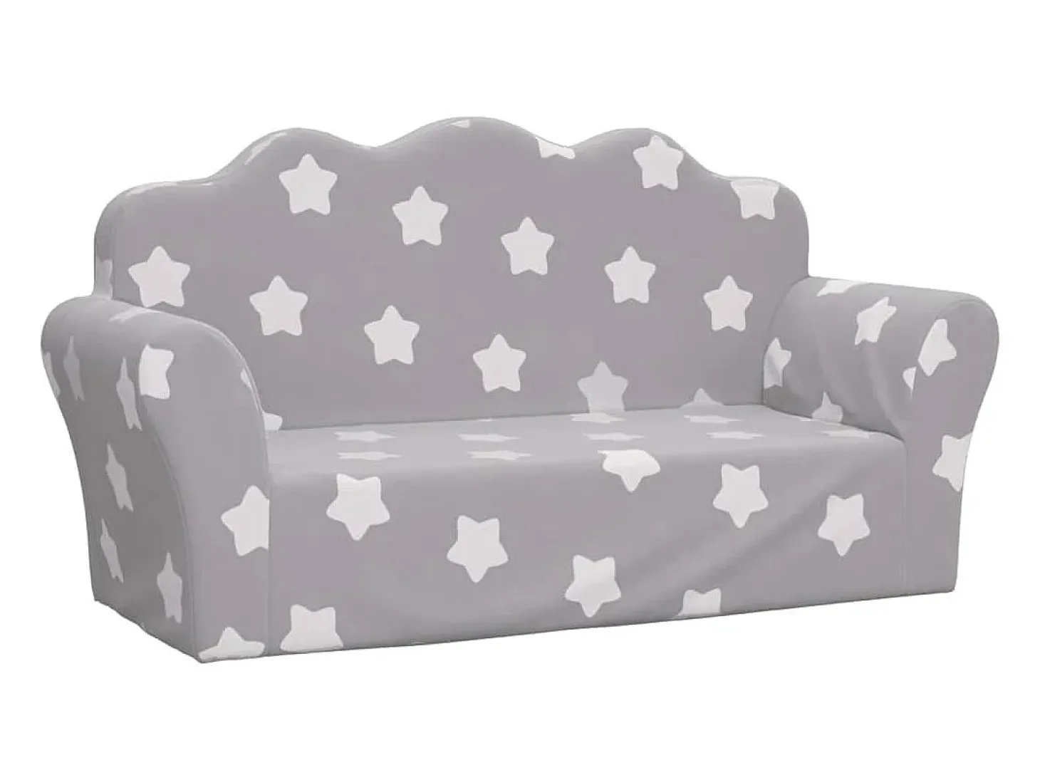 Sofá de niños de 2 plazas felpa suave gris claro con estrellas ES855309