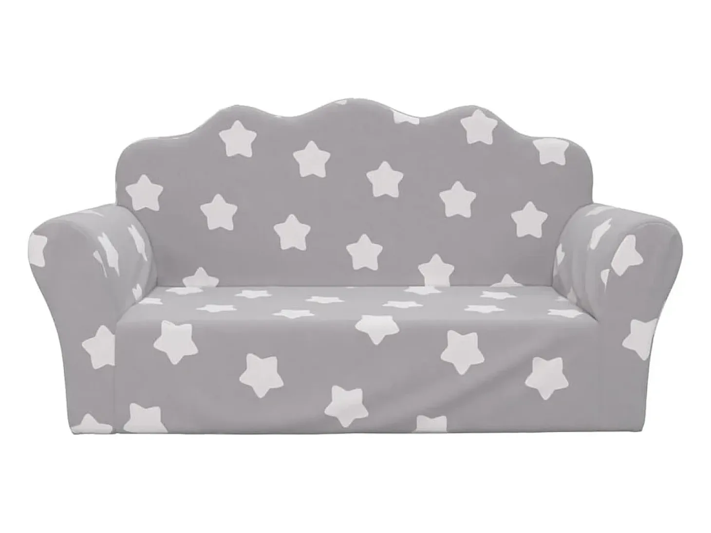 Sofá de niños de 2 plazas felpa suave gris claro con estrellas ES855309