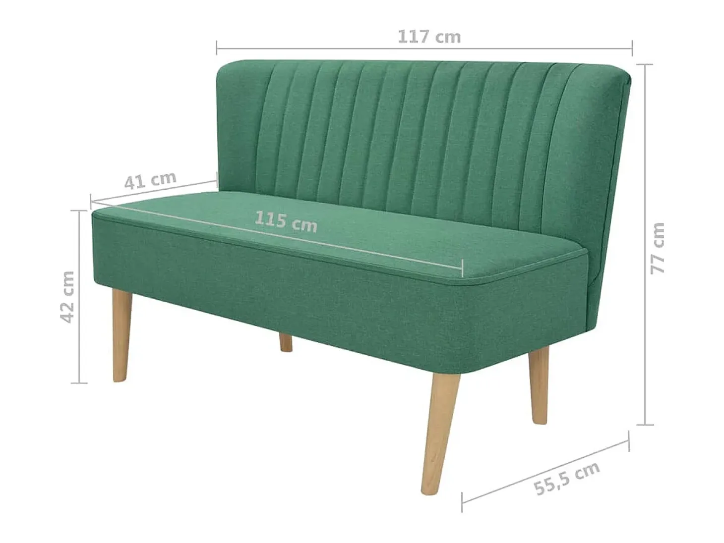 Sofá de tela verde 117x55,5x77 cm