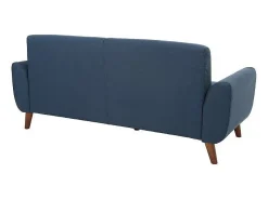 Sofá diseño 3 plazas tejido azul patas roble EKTOR