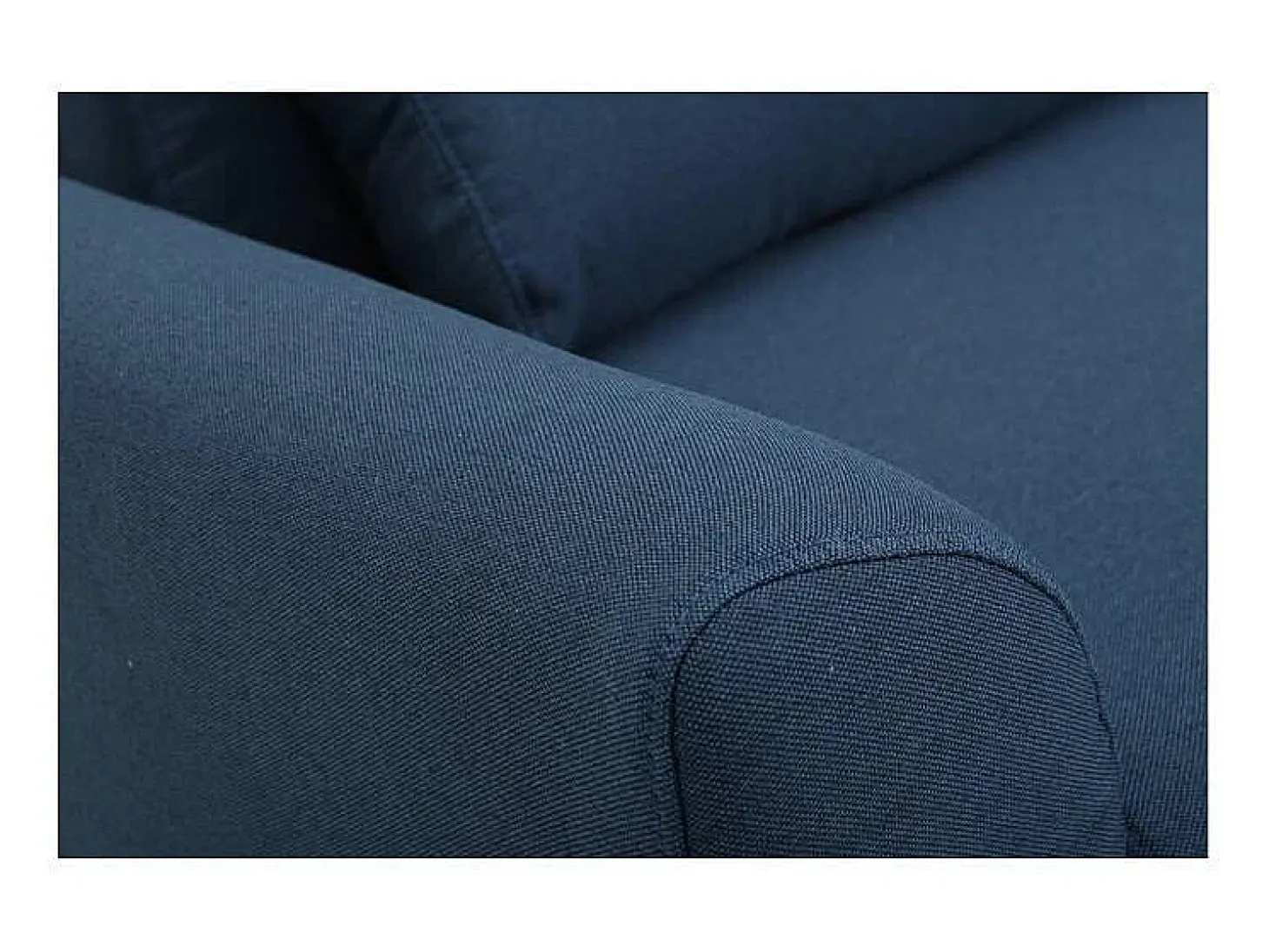 Sofá diseño 3 plazas tejido azul patas roble EKTOR