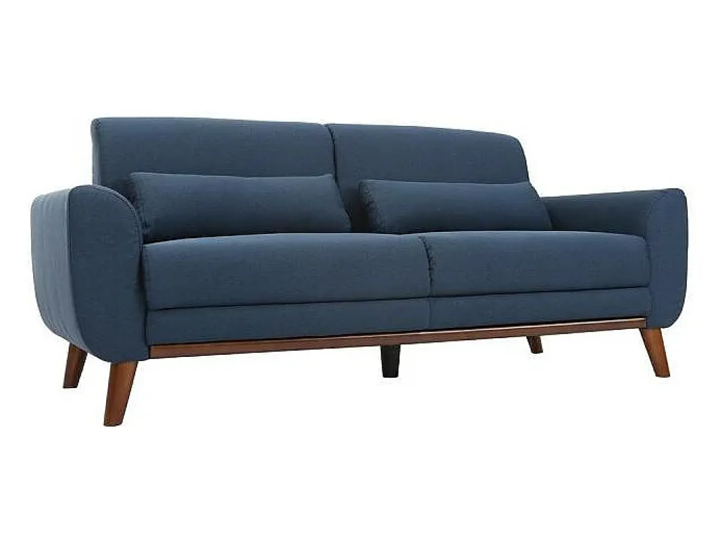 Sofá diseño 3 plazas tejido azul patas roble EKTOR