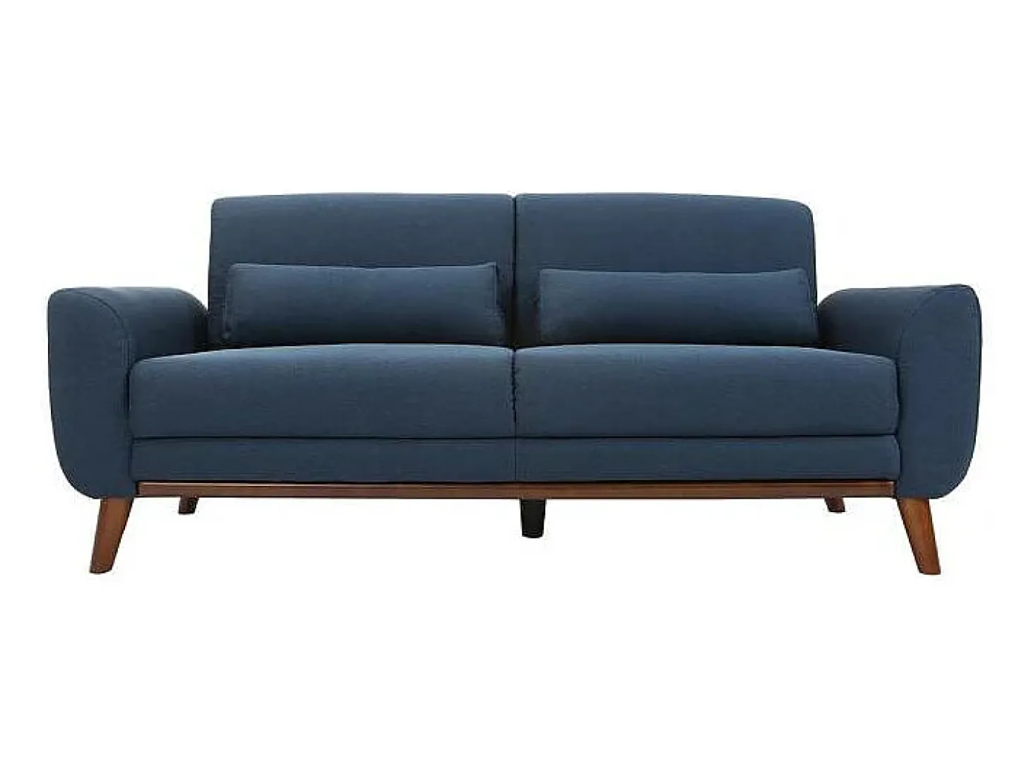 Sofá diseño 3 plazas tejido azul patas roble EKTOR
