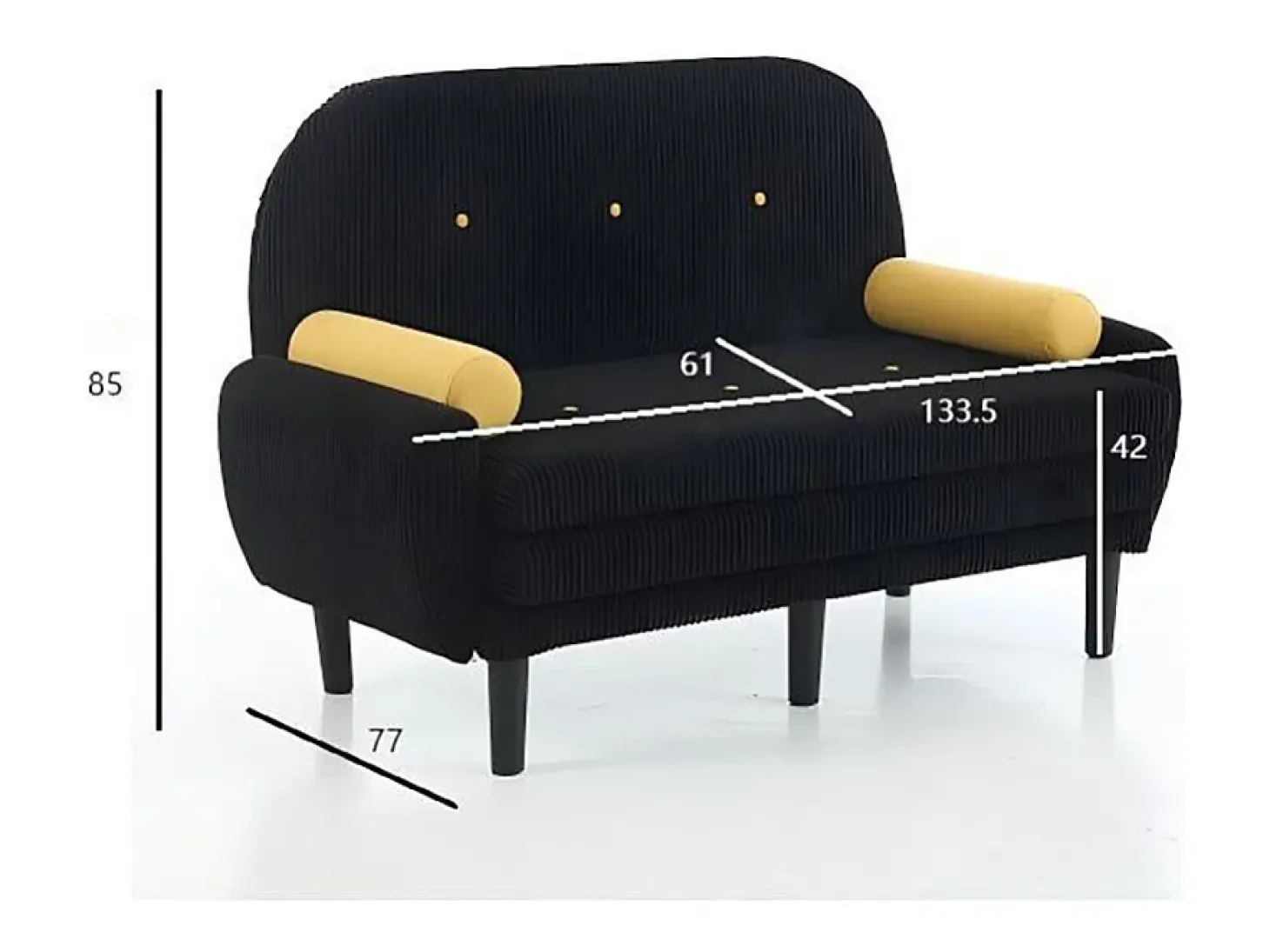 Sofá doble de pana, que puede utilizarse como cama de día y sillón relax con espacio de almacenamiento, negro