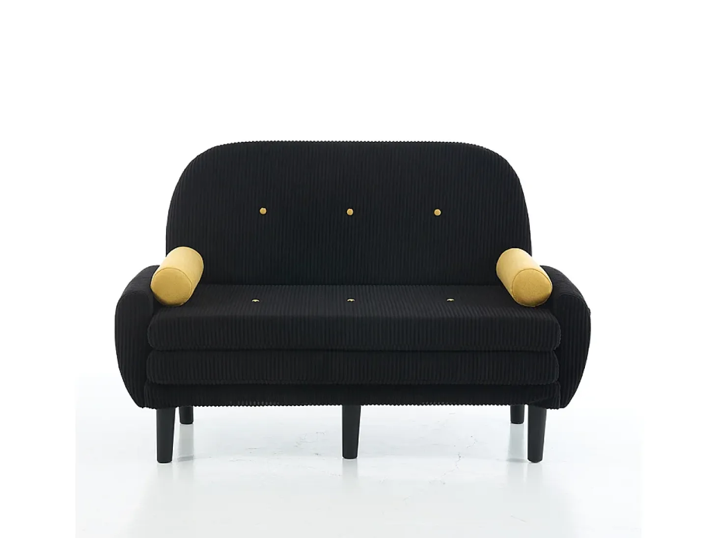 Sofá doble de pana, que puede utilizarse como cama de día y sillón relax con espacio de almacenamiento, negro