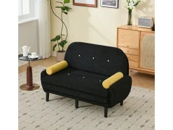 Sofá doble de pana, que puede utilizarse como cama de día y sillón relax con espacio de almacenamiento, negro