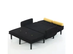 Sofá doble de pana, que puede utilizarse como cama de día y sillón relax con espacio de almacenamiento, negro