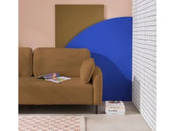 Sofá en borreguito con patas de metal de 3 plazas beige oscuro