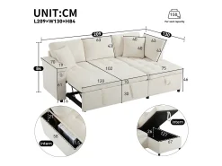 Sofá en L con sofá cama nido - con espacio de almacenamiento - carga USB - 2 cojines - Beige